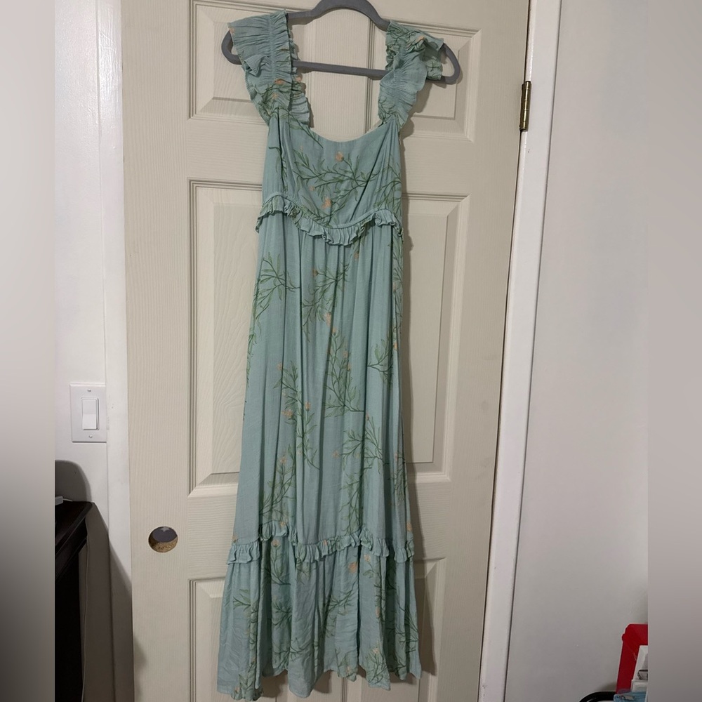 Blu Pepper Sage Green Floral Maxi Dress